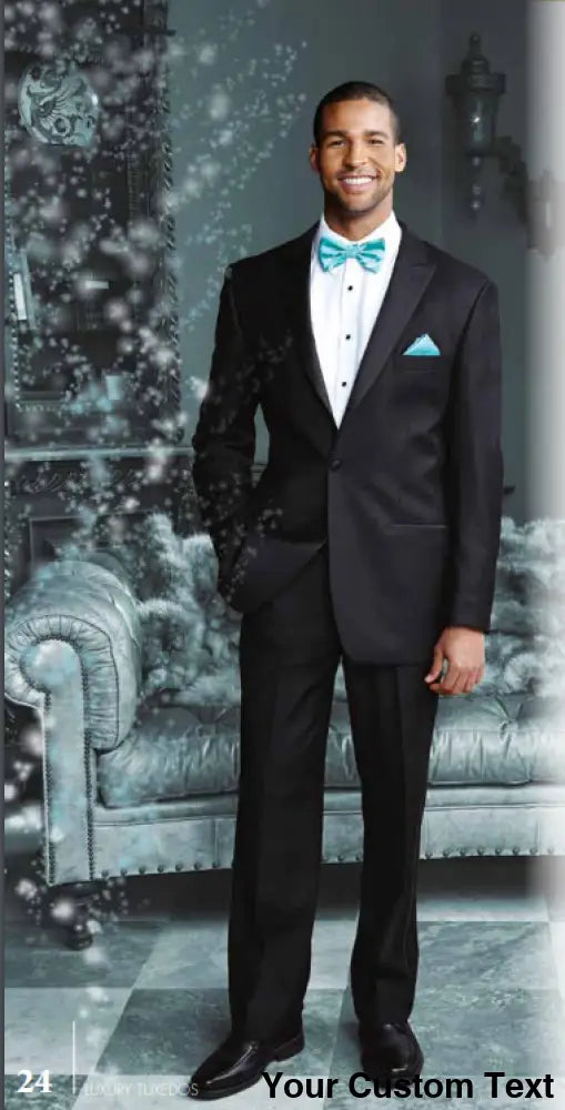 "Vienna" Black Tuxedo Jacket Peak (Separates) Tux-USA